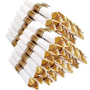 82 Sets of Pre Rolled Gold Heavy Duty Cutlery